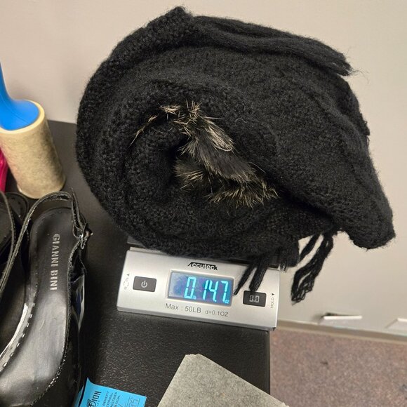 Mohair Wool Blend Y2K  Black Knit Fringe Vest Faux Fur Trim By Yag Couture ML Fo - Picture 13 of 13